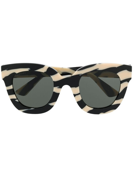 Gucci Eyewear zebra print soft round-frame sunglasses in white