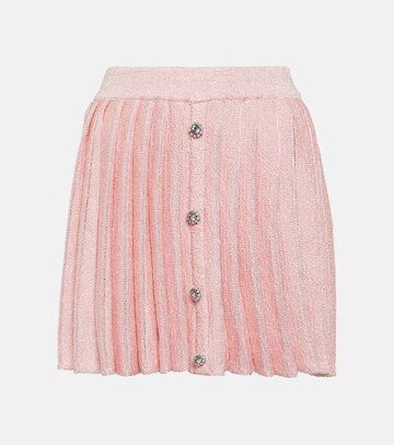 Self-Portrait Sequined pleated knit miniskirt in pink