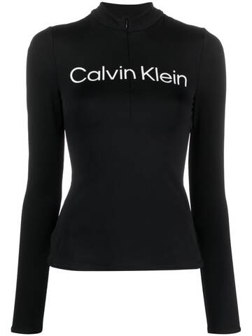 calvin klein logo-print half-zip sweatshirt - black