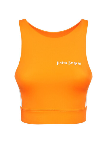 PALM ANGELS Logo Stretch Jersey Crop Top in orange
