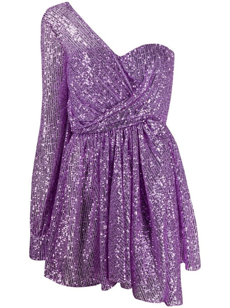 Amen one-shoulder sequinned mini dress in purple