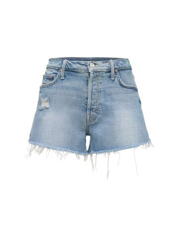 MOTHER The Tomcat Stretch Cotton Denim Shorts in blue