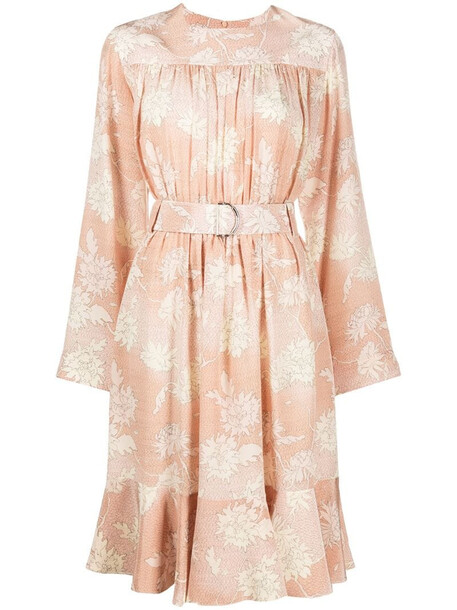 Chloé belted floral dress in pink