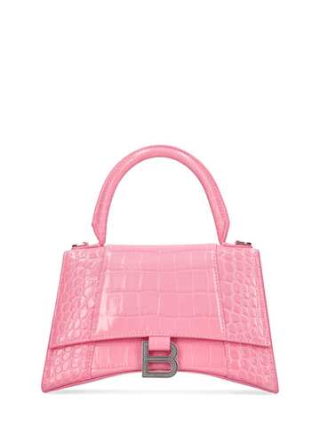 BALENCIAGA Small Hourglass Embossed Leather Bag in pink