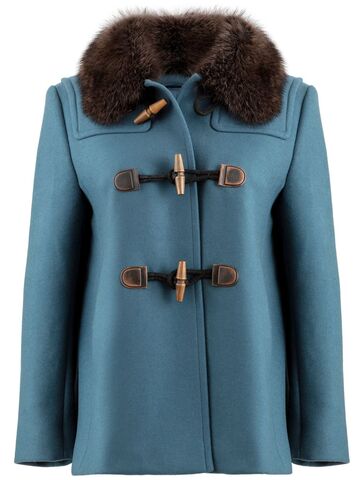 prada pre-owned single-breasted wool duffle jacket - blue