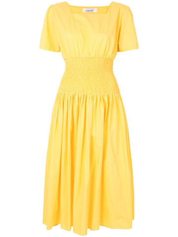 Bambah poplin elasticated dress in yellow