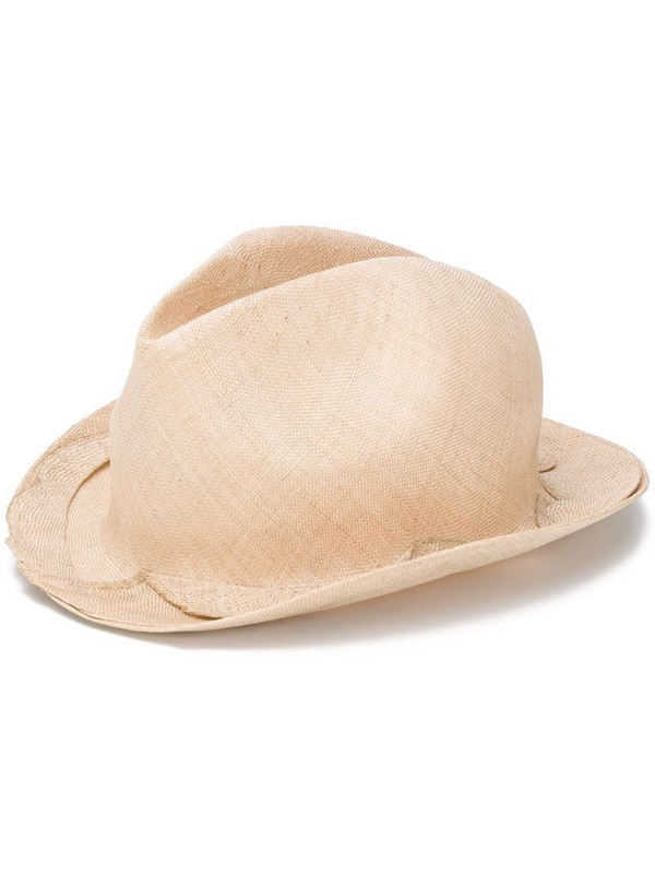 Reinhard Plank Bonap scalloped fedora hat in neutrals