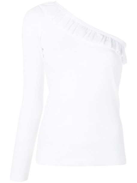 RedValentino one-shoulder ribbed top in white