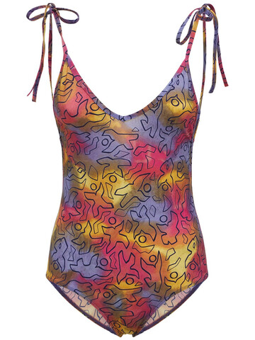ISABEL MARANT Swan Printed One Piece Swimsuit in yellow / multi