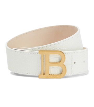 Balmain B-Belt croc-effect leather belt in white