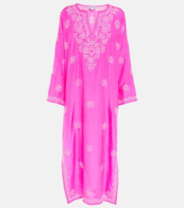 juliet dunn embroidered silk kaftan in pink