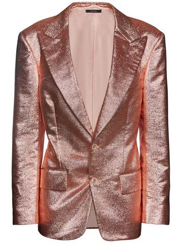 tom ford metallic single breasted jacket in pink