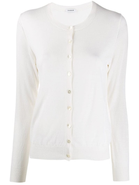 P.A.R.O.S.H. round neck buttoned front cardigan in white