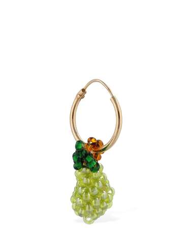 PURA UTZ Mini Pear Charm Mono Earring in gold / green