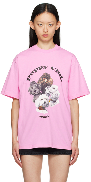 msgm pink 'puppy club' t-shirt