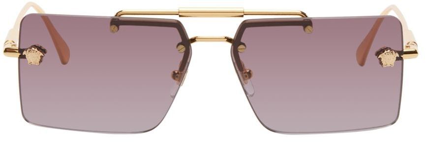 Versace Gold Rectangular Sunglasses