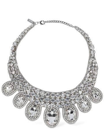 moschino crystal drop collar necklace in silver