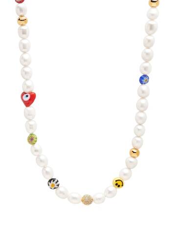 nialaya jewelry pearl-embellished beaded necklace - white