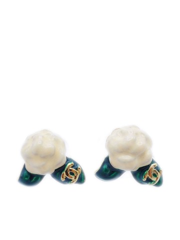 chanel pre-owned 2004 camélia stud earrings - gold