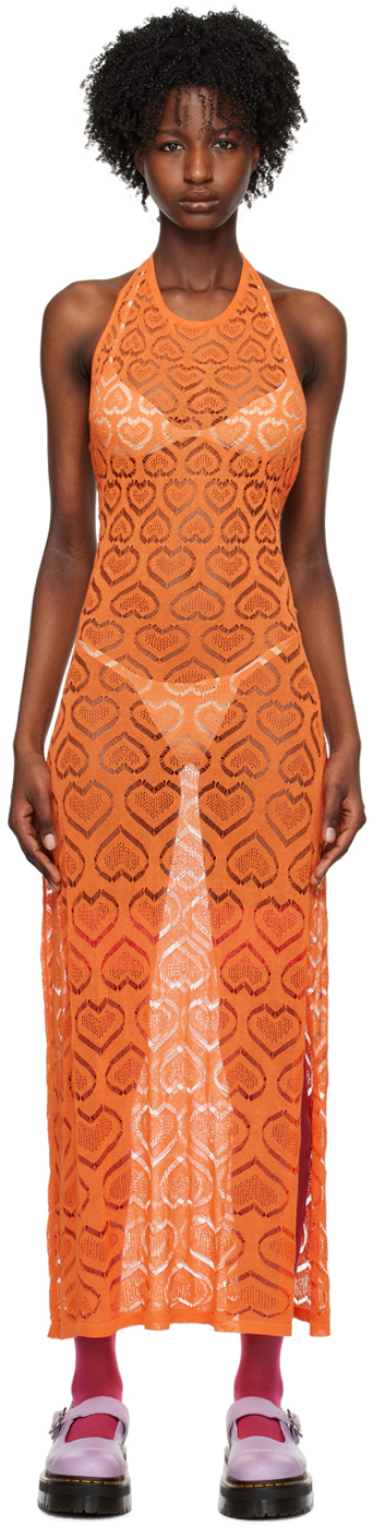 marco rambaldi ssense exclusive orange heart maxi dress