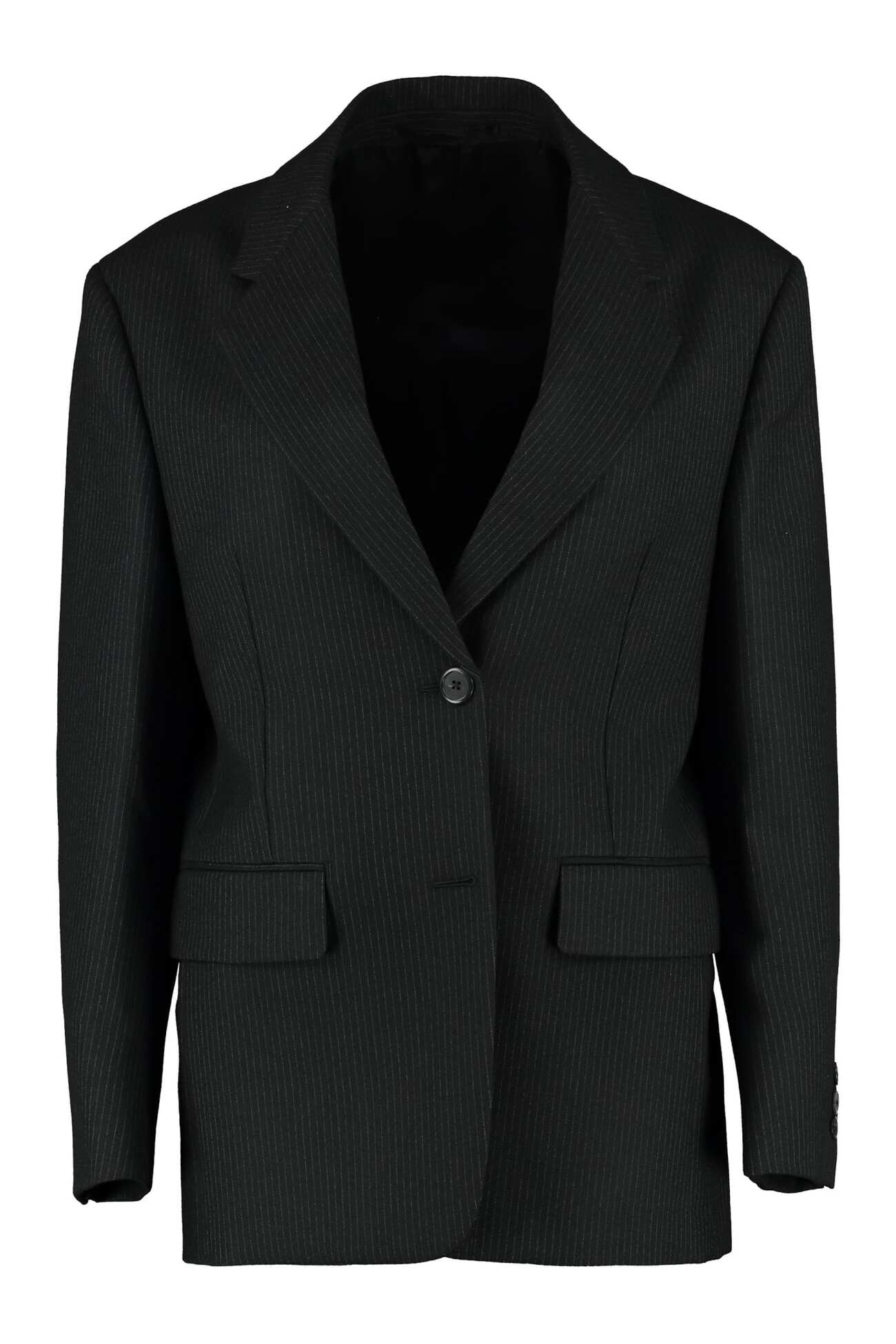 Prada Wool Pinstripe Blazer in black