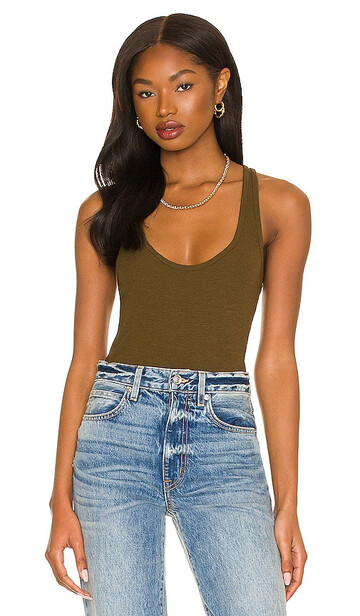 Not Yours To Keep Hartley Bodysuit in Olive in brown