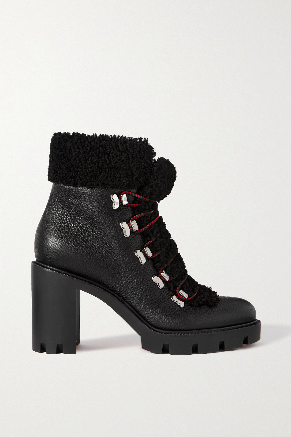 Christian Louboutin - Edelvizir 70 Shearling-trimmed Leather Ankle Boots - Black