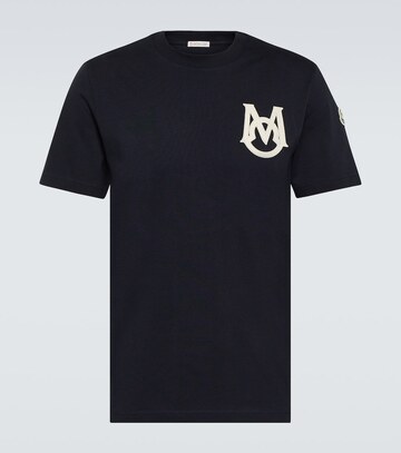 moncler logo cotton jersey t-shirt in blue