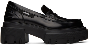 msgm black leather platform loafers