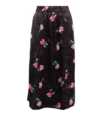 Ganni Floral A-line satin midi skirt