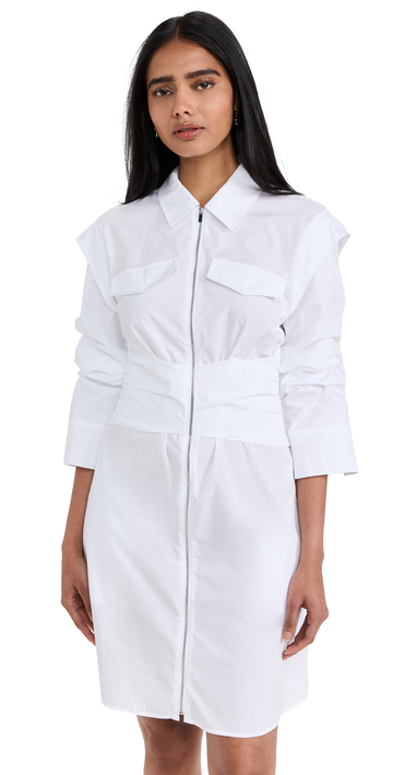 Derek Lam 10 Crosby Skylar Zip Front Shirtdress in white