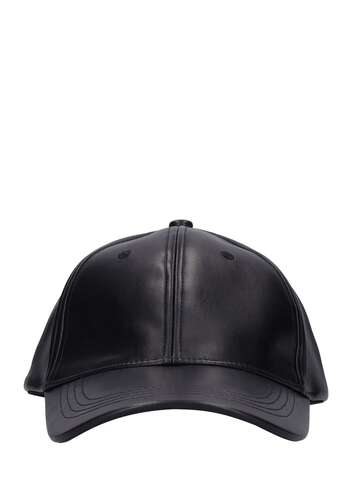 stand studio cia faux leather grainy baseball hat in black