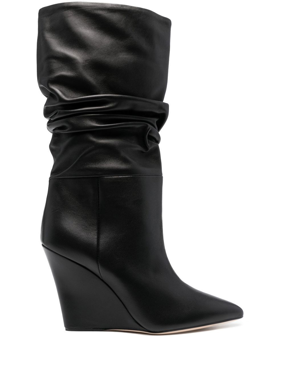 Paris Texas pointed leather wedge boots - Black