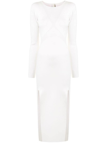 Dion Lee layered mesh dress with front slits in white