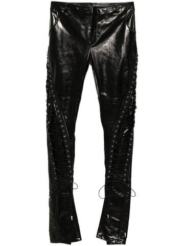 marco rambaldi lace-up leather trousers - black