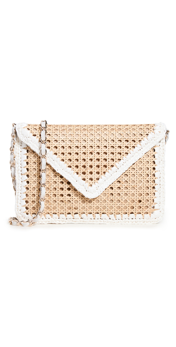 Caterina Bertini Straw Envelope Bag in natural / white
