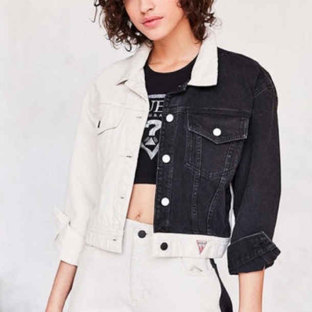 guess jacket black and white