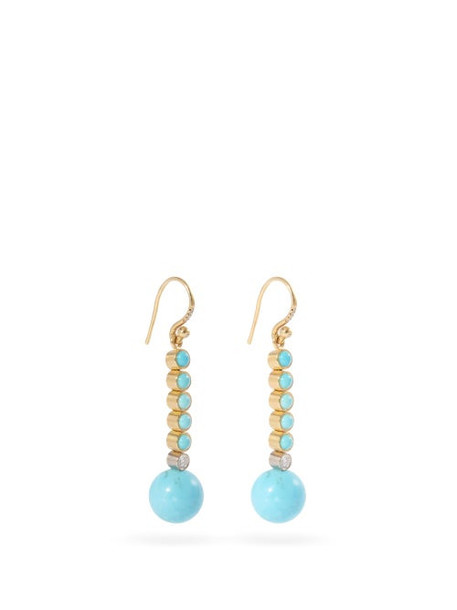 Irene Neuwirth - Diamond, Turquoise & 18kt Gold Earrings - Womens - Blue Gold