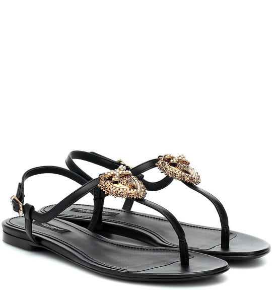 Dolce & Gabbana Devotion leather sandals in black