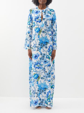 mary katrantzou - collins floral-print silk maxi dress - womens - blue print