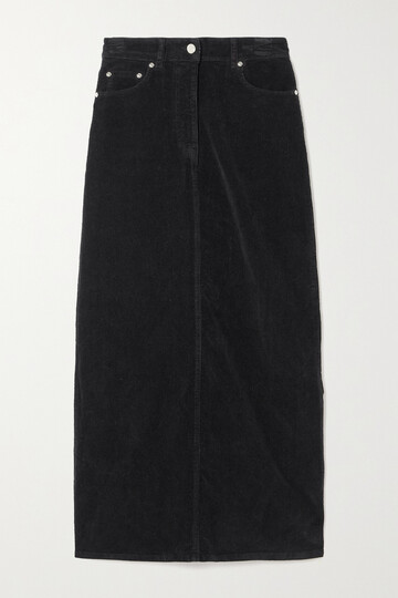 ganni - organic cotton-blend corduroy maxi skirt - black