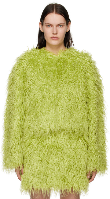 stine goya green genesis faux-fur jacket