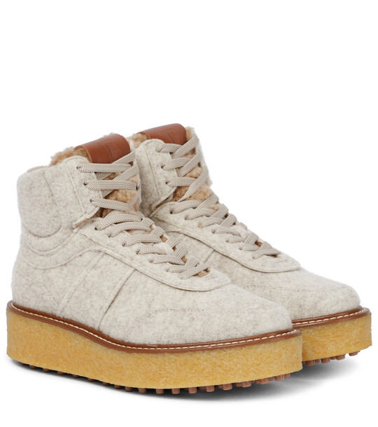 Tod's Shearling-lined high-top sneakers in grey