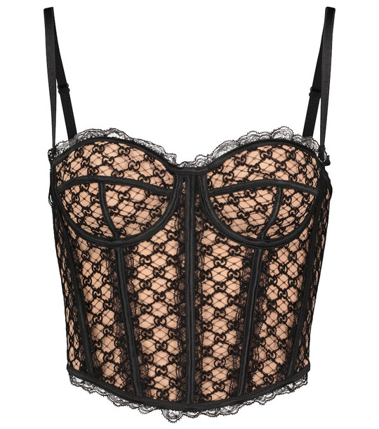 Gucci GG mesh and lace bustier in beige