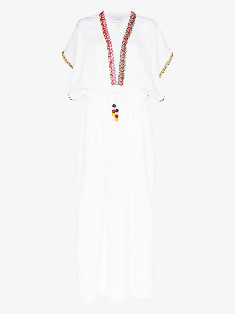 Mira Mikati Embroidered V-neck maxi dress in white