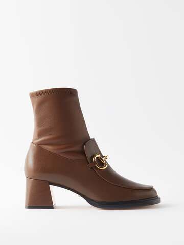 gucci - horsebit leather ankle boots - womens - brown