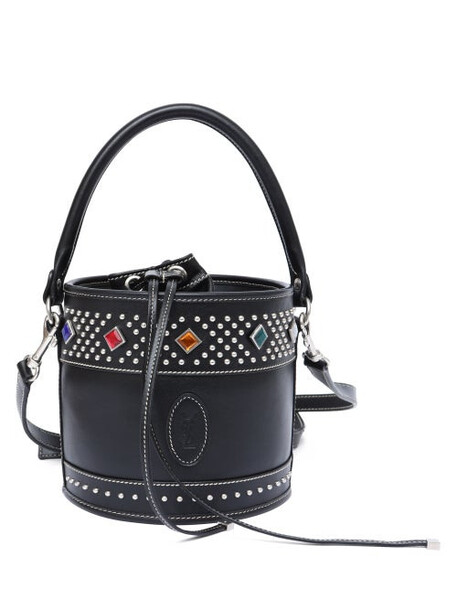 Saint Laurent - Bahia Studded Leather Bucket Bag - Womens - Black Multi