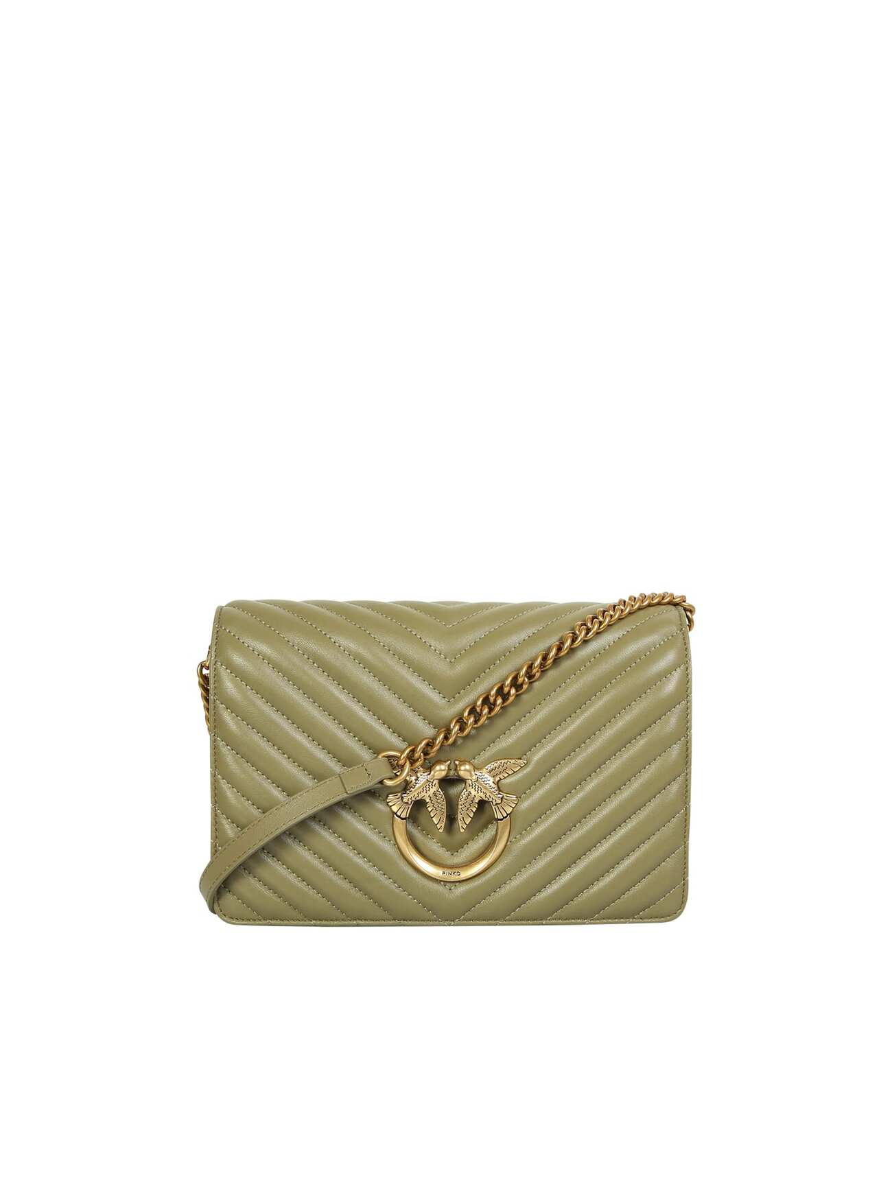 Pinko Love Quilted Crossbody Bag in green
