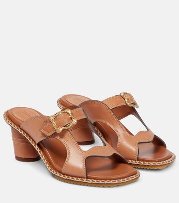 zimmermann wavy leather mules in brown