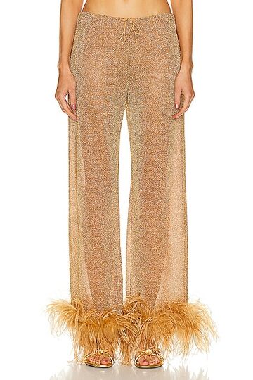 oseree lumière plumage long pant in brown